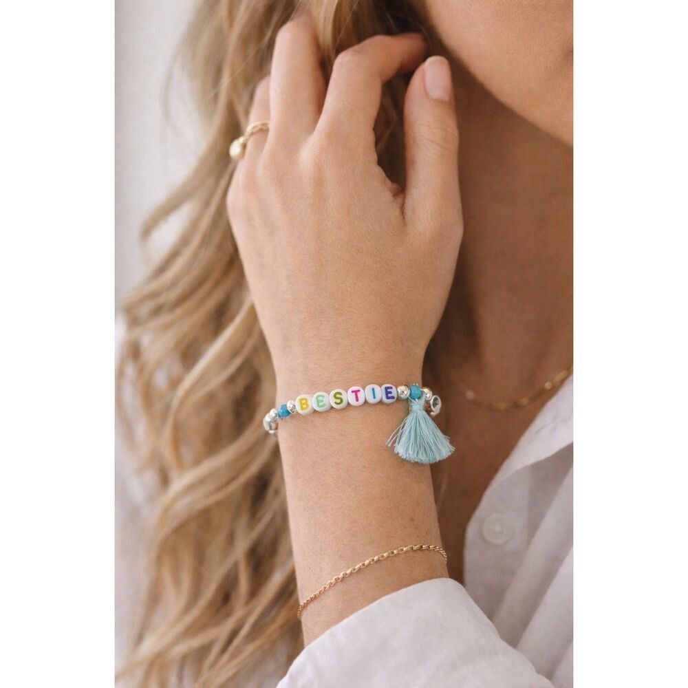 Bestie Beaded Bracelet Friendship Bracelet Silver Tone Tassel Women Girls New